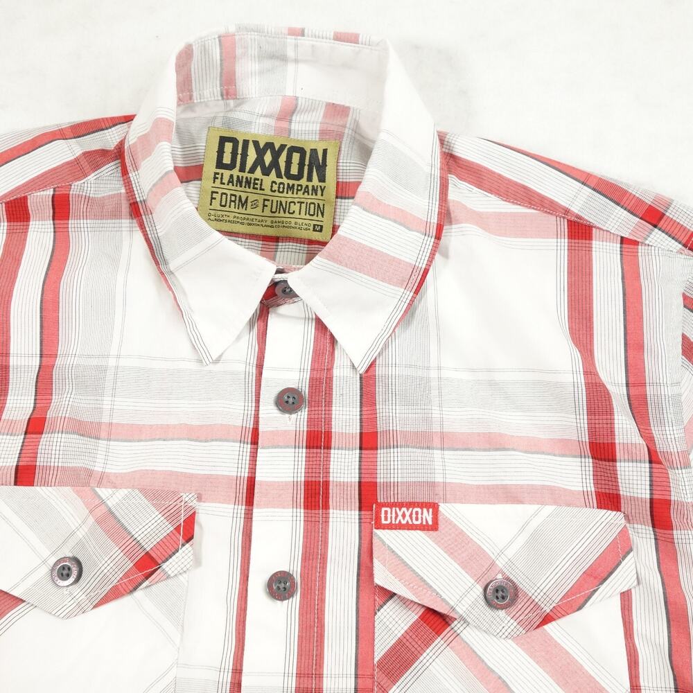 Dixxon Shirt Mens Medium Red White Plaid Button Up Form And Function D Lux